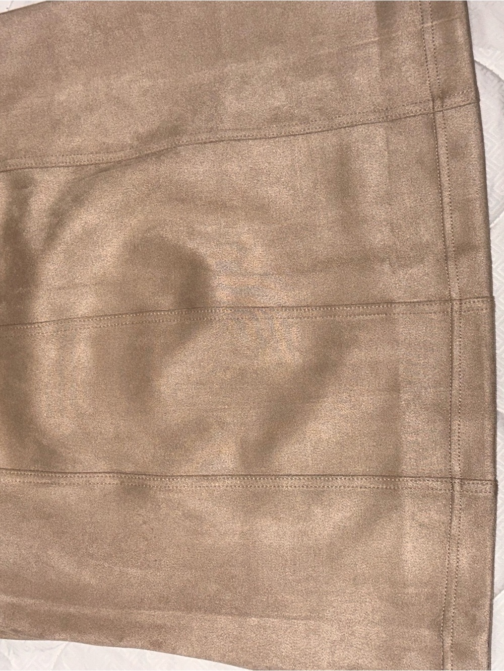 Shinestar Faux Suede Midi Skirt - Taupe Beige